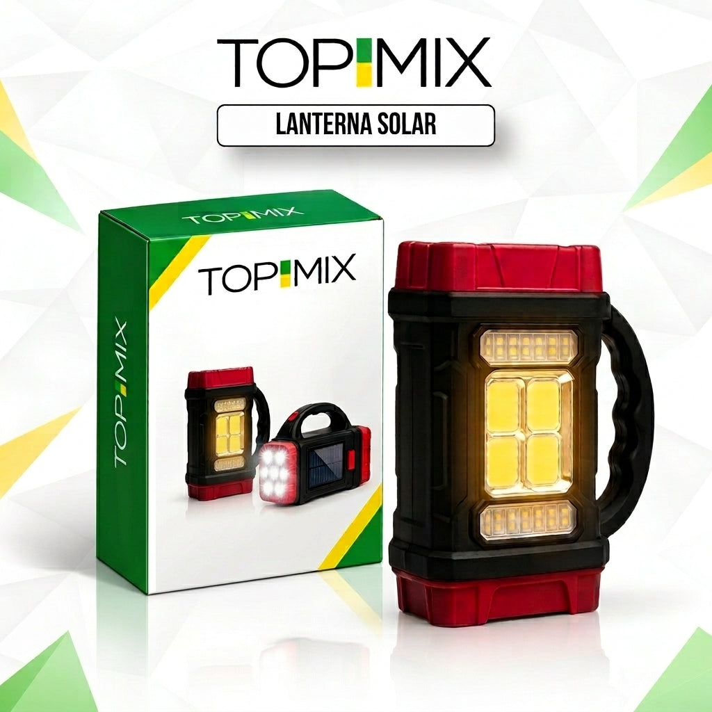 Lanterna Solar Pro Recarregável Portátil 3 Modos Luz Led