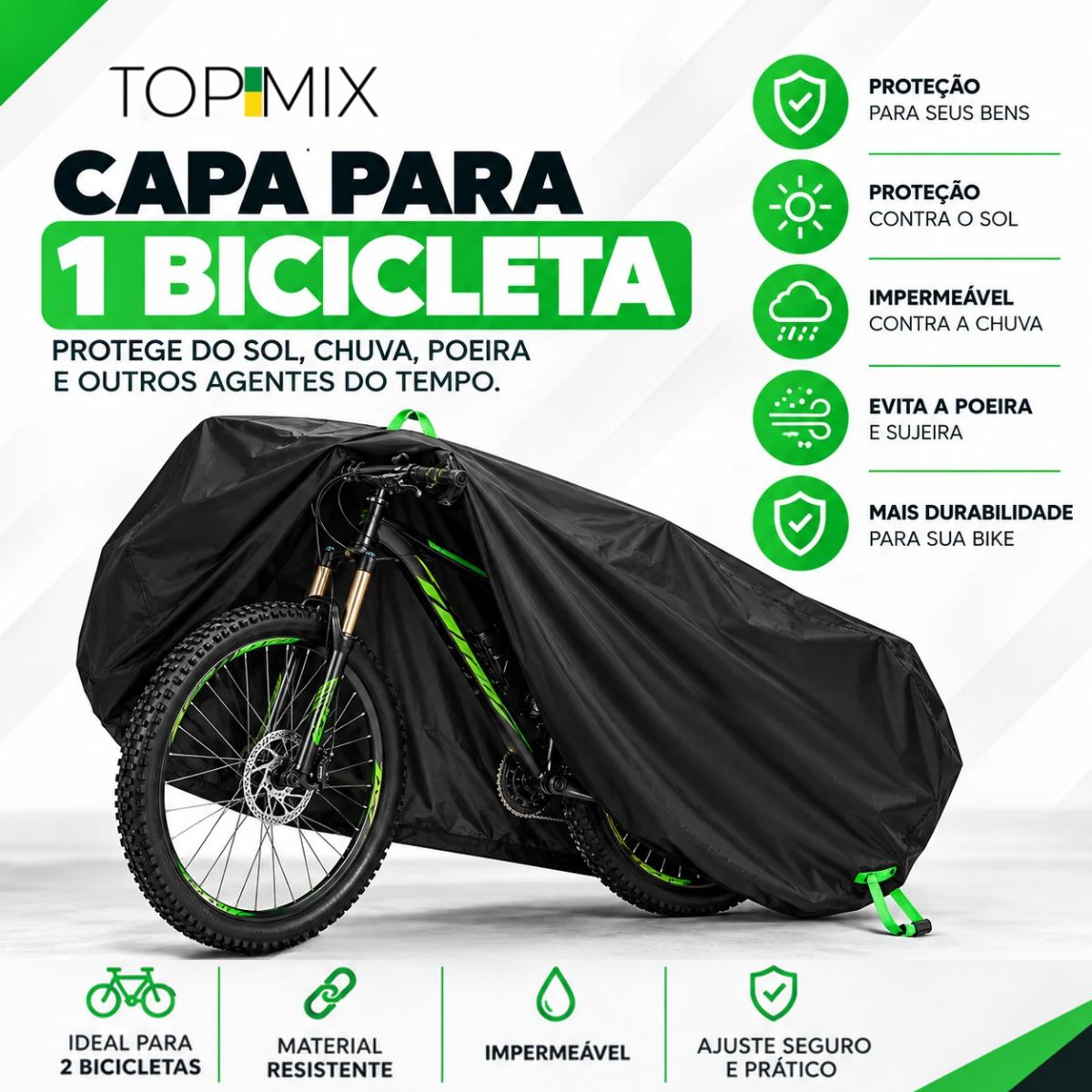 Capa Cobrir Bicicleta Forrada Protetora Impermeável Anti-Uv Protege Sol Chuva