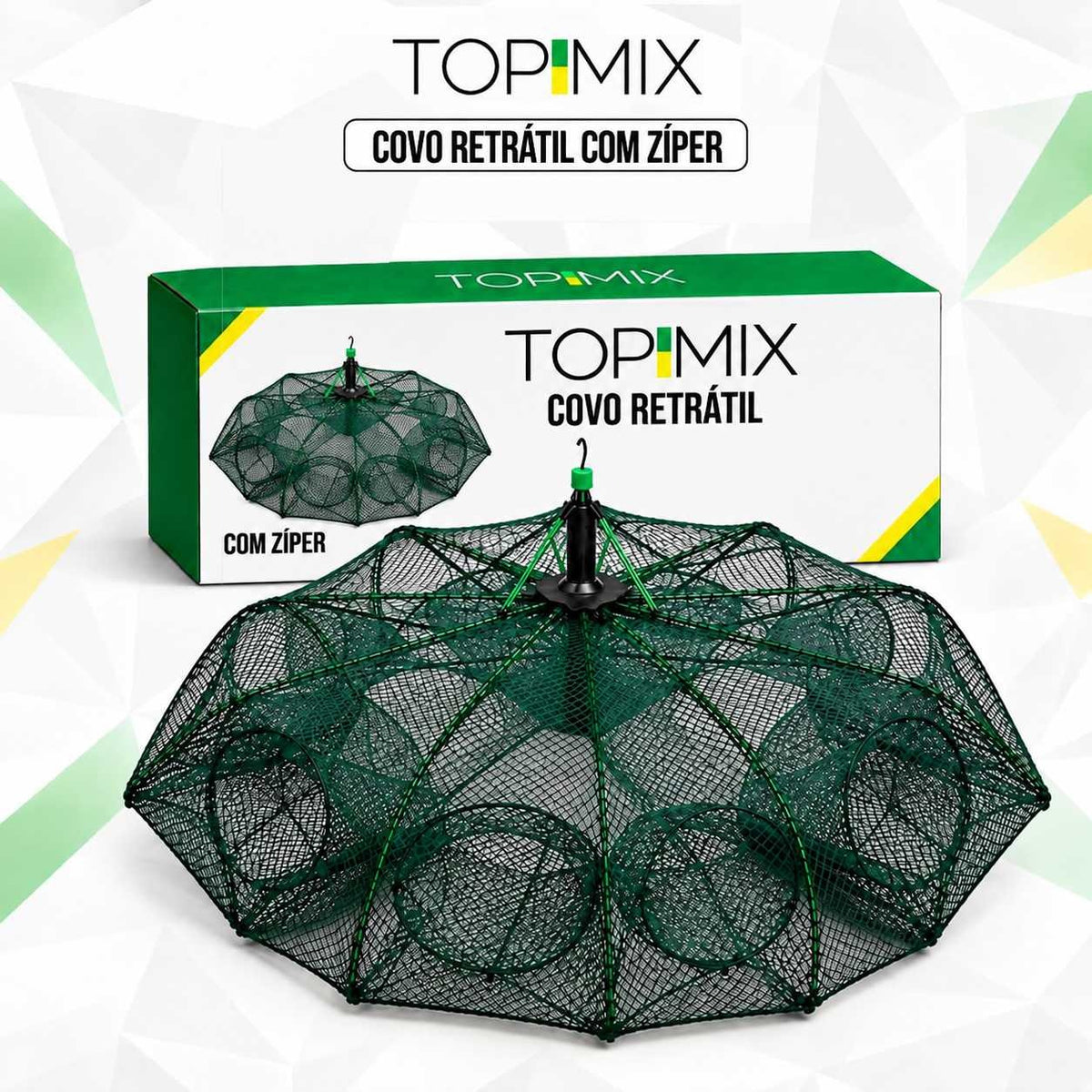 Armadilha Covo Retrátil com Zíper para Pesca Profissional