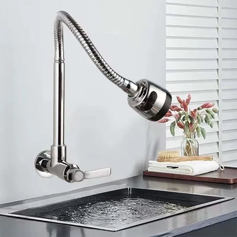 Torneira de água fria simples de parede em aço inoxidável