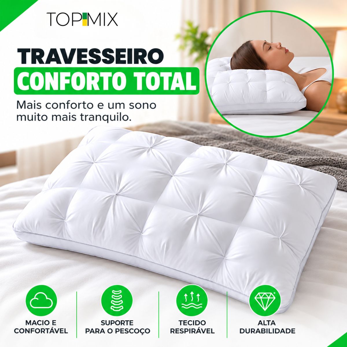 Travesseiro Premium Confort Flex de Luxo Top Mix Brasil