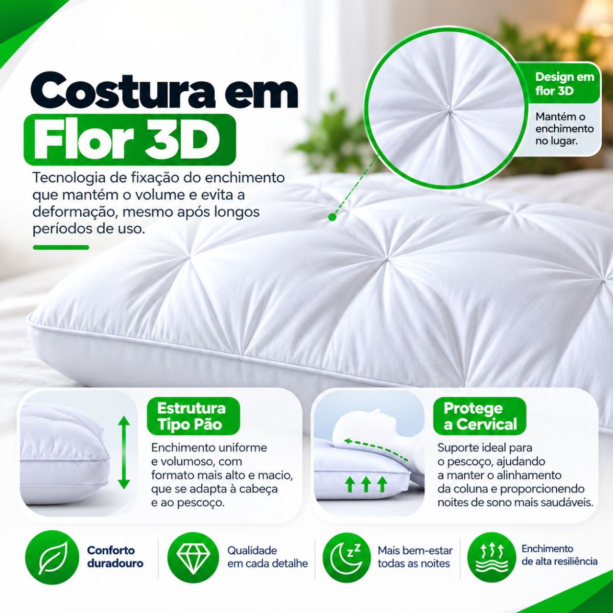 Travesseiro Premium Confort Flex de Luxo Top Mix Brasil