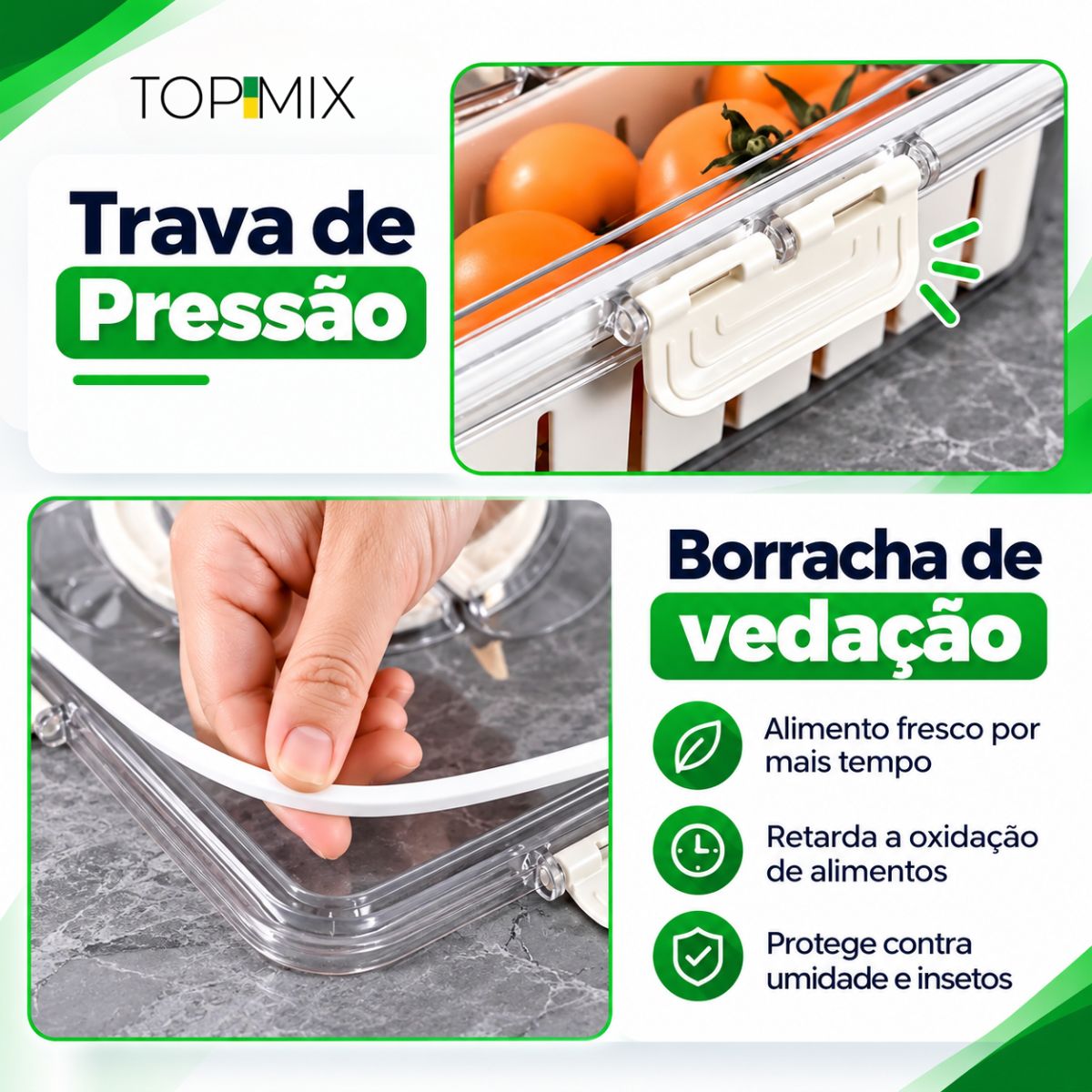 Organizador de Alimento com 8 Divisórias Para Frutas Legumes e Petiscos Top Mix Brasil