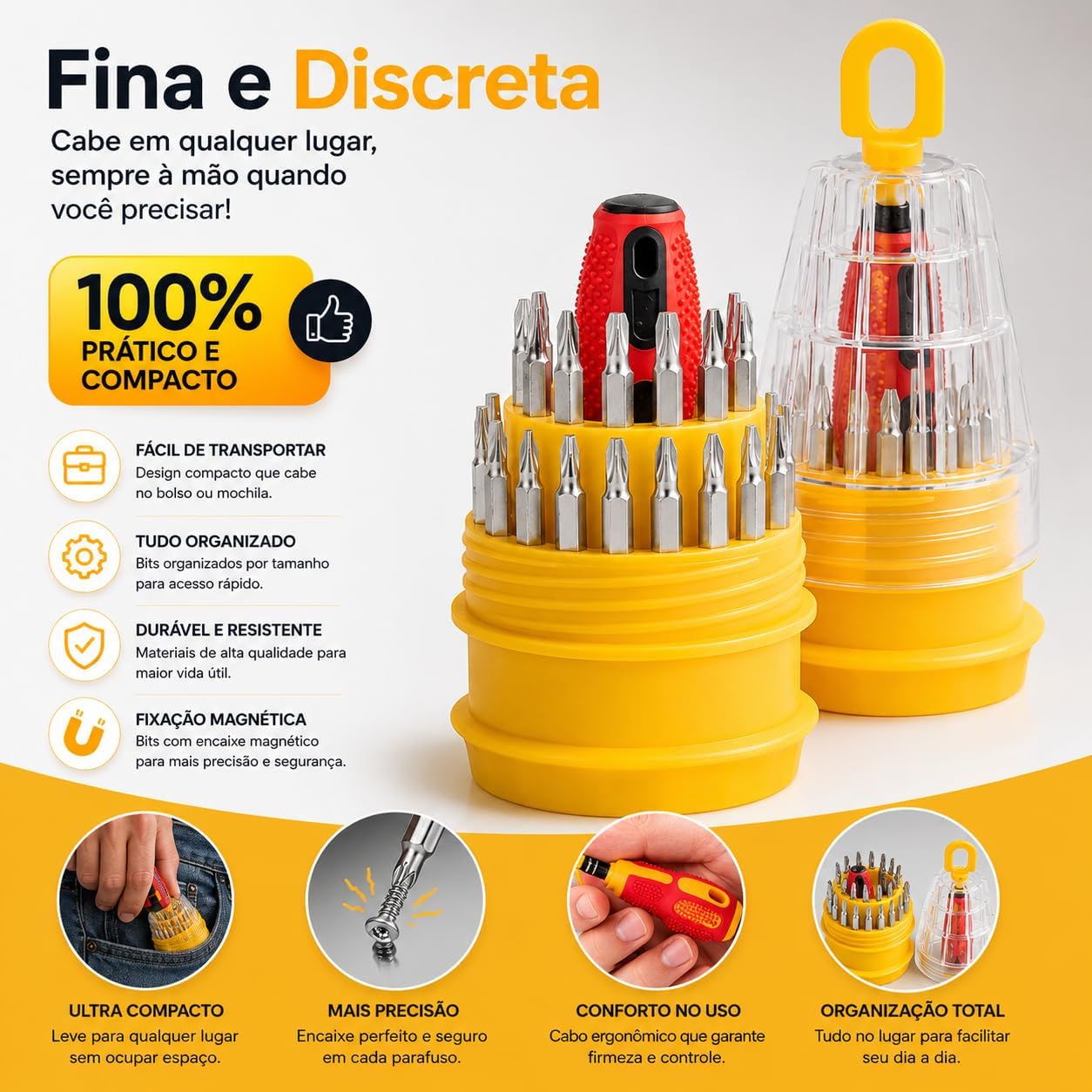 Jogo Chave de Precisão 31 em 1 Ferramenta Fenda Philips