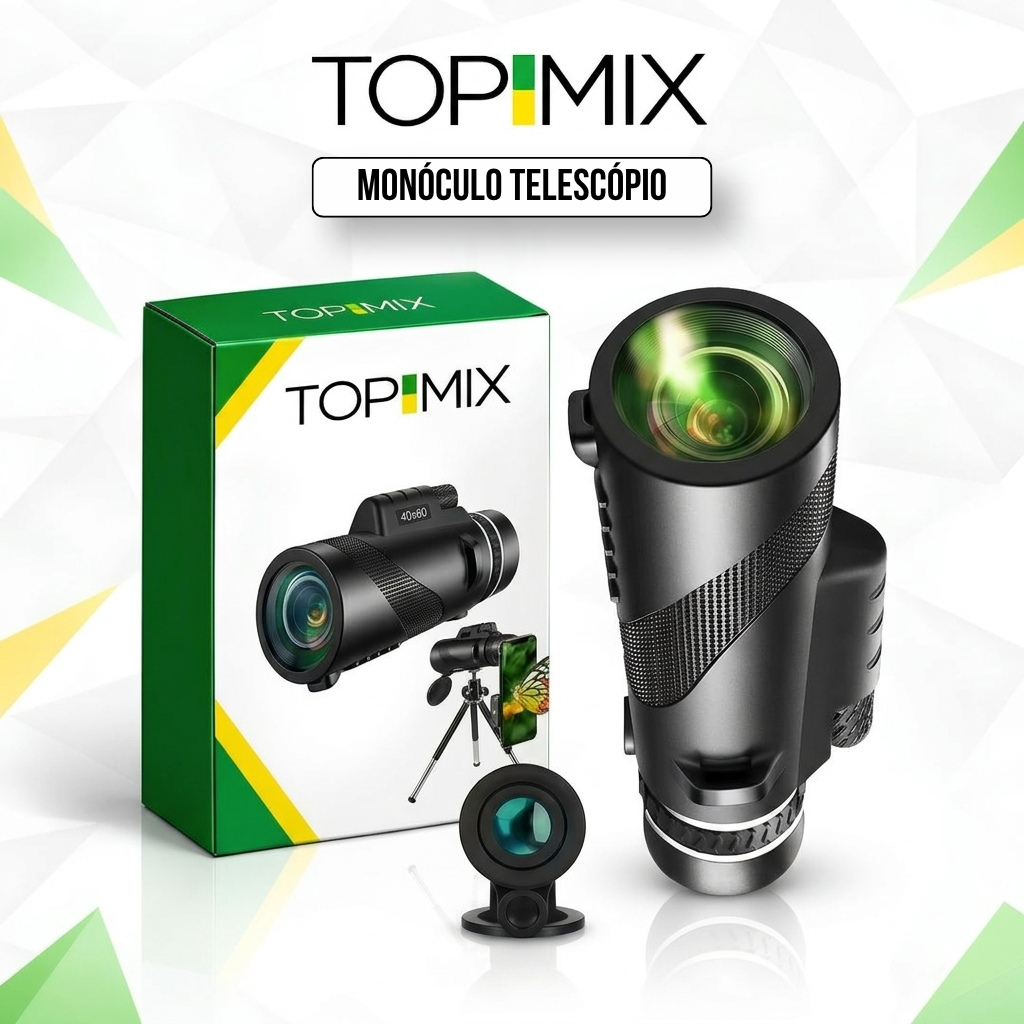 Monóculo Telescópio 40x60 HD + Tripé e Suporte para Celular