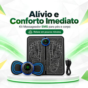 Kit Massageador para Pés e Corpo com Tapete e Mini Massageador USB – 8 Modos e 19 Níveis de Intensidade