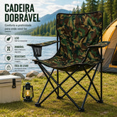 Cadeira de Camping e Pesca Dobrável Camuflada com Porta Copo