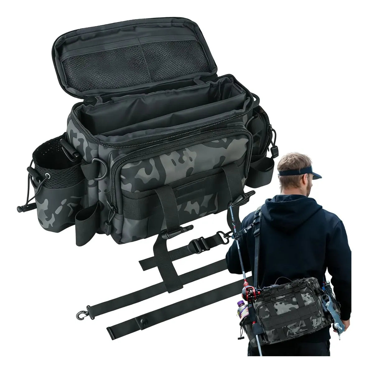 Bolsa Mochila de Pesca Impermeável Reforçada com Porta Iscas
