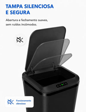 Lixeira Inteligente 16L com Sensor Automático Ideal para Banheiro, Cozinha e Escritório, Recarregável Via USB