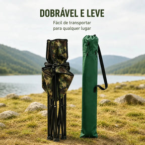 Cadeira de Camping e Pesca Dobrável Camuflada com Porta Copo