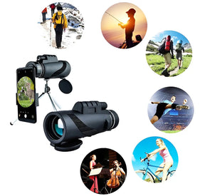 Monóculo Telescópio 40x60 HD + Tripé e Suporte para Celular