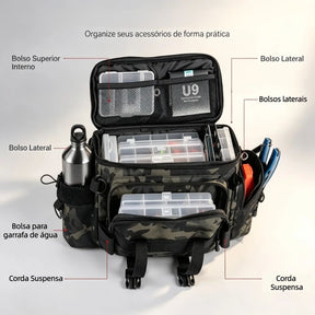 Bolsa Mochila de Pesca Impermeável Reforçada com Porta Iscas
