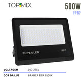 Refletor LED 500W Holofote á prova d' Água - Kit 1 a 4 Unidades Top Mix
