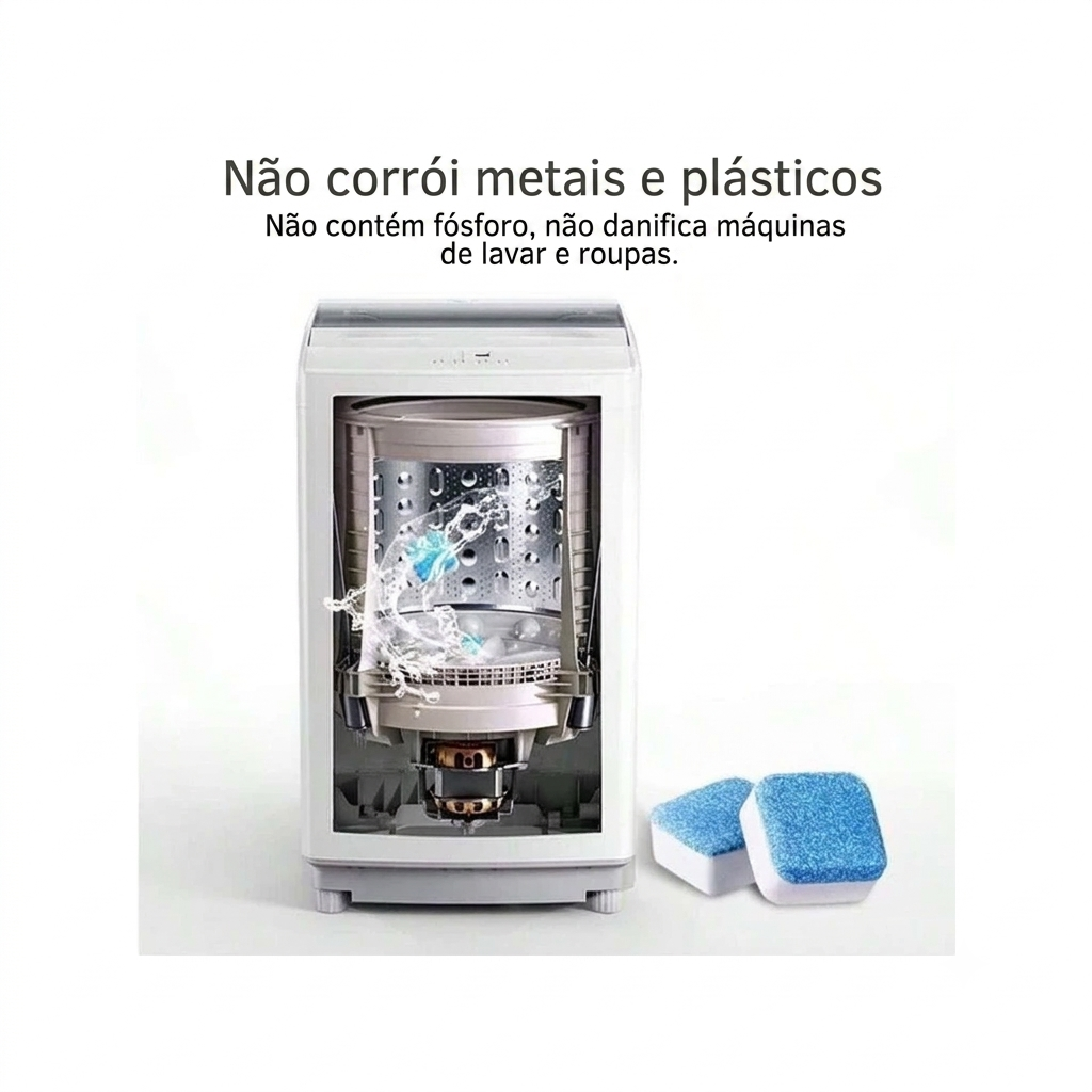 Kit 10 Pastilhas de Limpeza Profunda para Máquina de Lavar