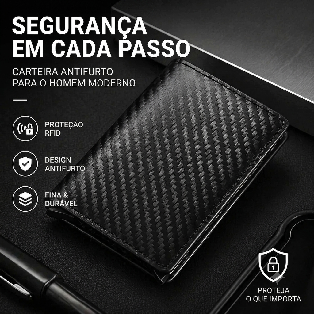 Carteira Antifurto Fibra De Carbono Top Mix Brasil
