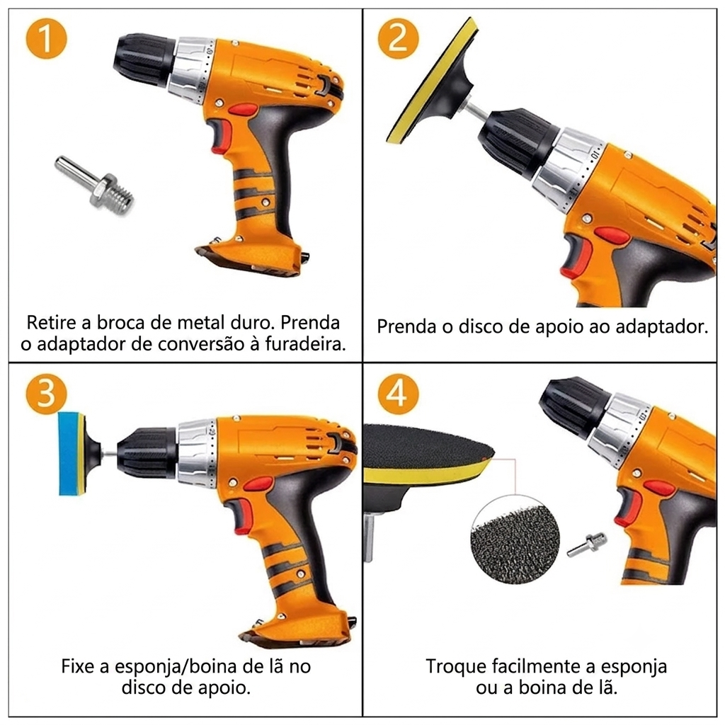 Kit 7 Pecass para Polimento Profissional Automotivo