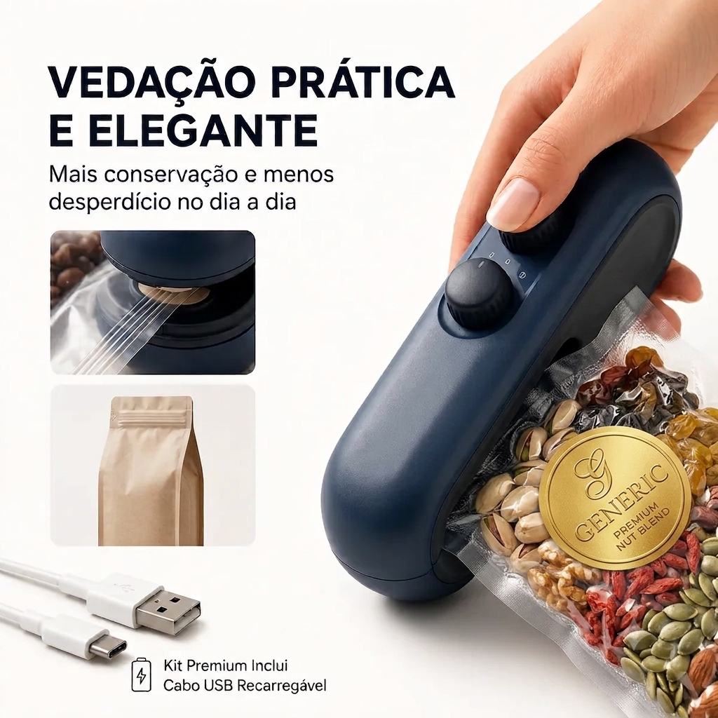 Compre 1 Leve 2 Mini Selador Portátil Recarregável