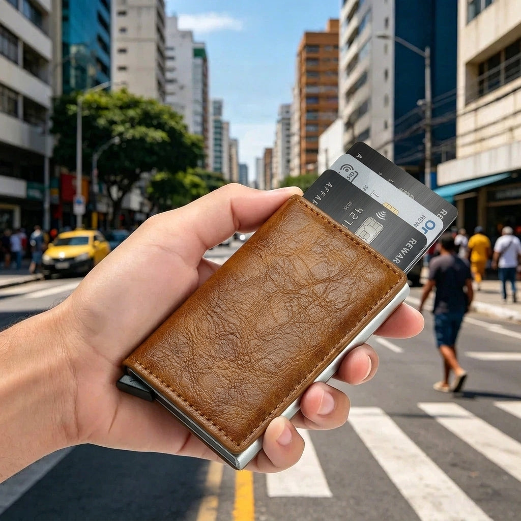 Carteira Antifurto Compacta Moderna e Slim Top Mix Brasil