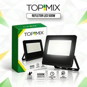 Refletor LED 500W Holofote á prova d' Água - Kit 1 a 4 Unidades Top Mix