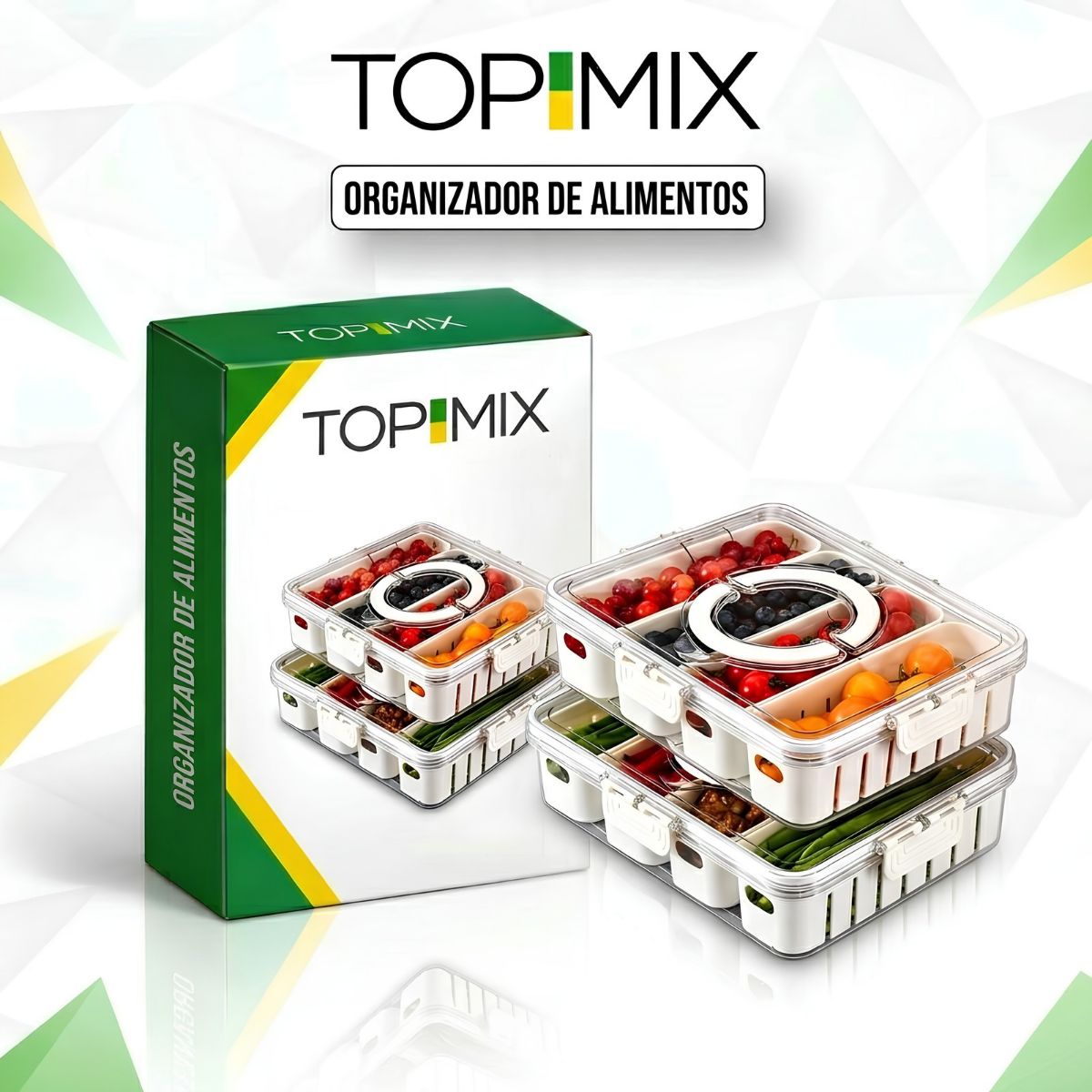 Organizador de Alimento com 8 Divisórias Para Frutas Legumes e Petiscos Top Mix Brasil