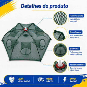 Armadilha com 8 Bocas para Isca Viva (Lambari/Peixes Pequenos)