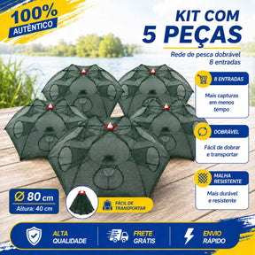 Armadilha com 8 Bocas para Isca Viva (Lambari/Peixes Pequenos)