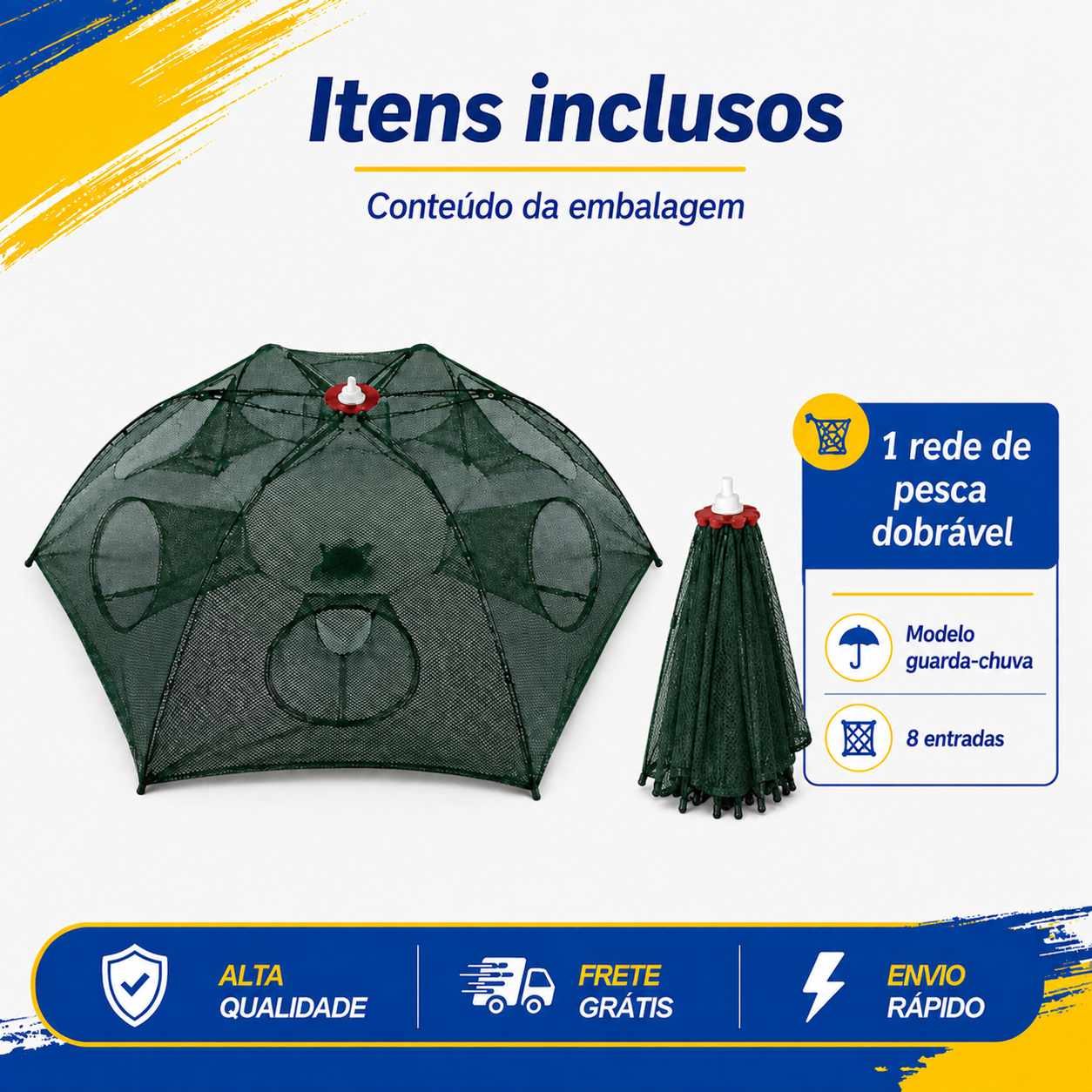 Armadilha com 8 Bocas para Isca Viva (Lambari/Peixes Pequenos)