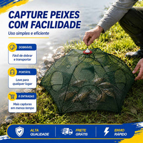 Armadilha com 8 Bocas para Isca Viva (Lambari/Peixes Pequenos)