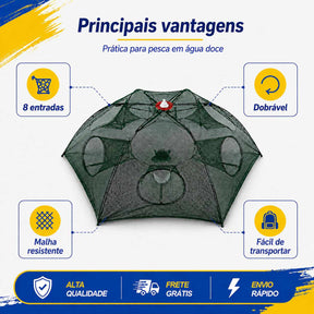 Armadilha com 8 Bocas para Isca Viva (Lambari/Peixes Pequenos)