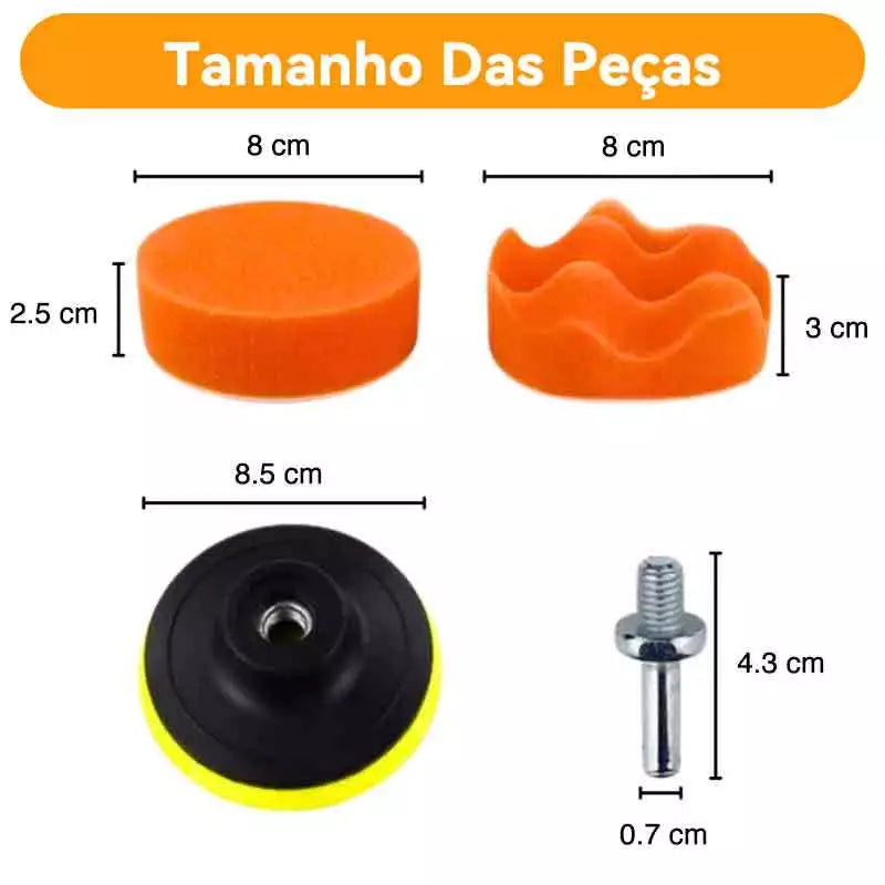 Kit 7 Pecass para Polimento Profissional Automotivo
