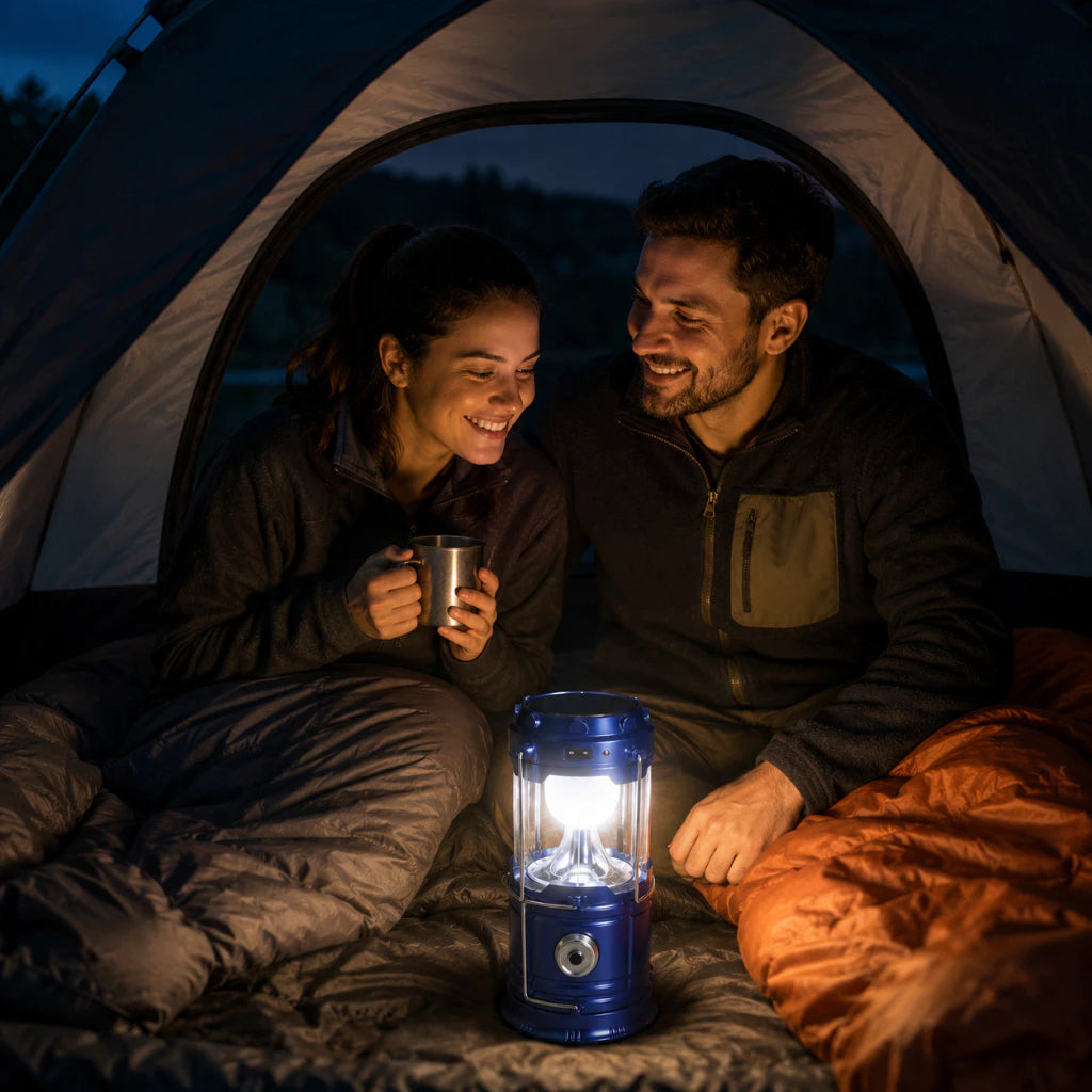 Lampião Solar LED 3 em 1 – Lanterna, Power Bank e Luz de Emergência