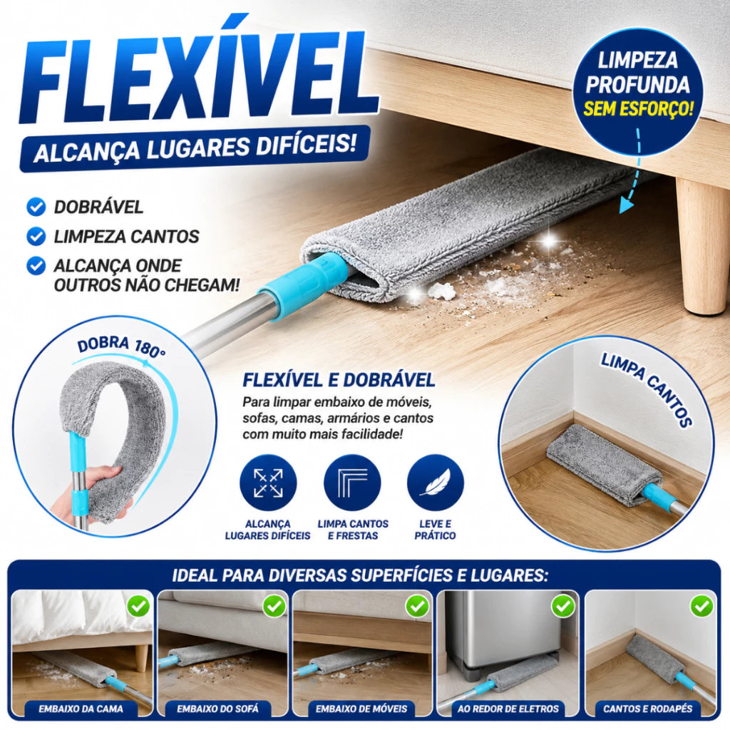 Espanador De Pó Limpa Poeira Flexível Retrátil