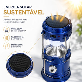 Lampião Solar LED 3 em 1 – Lanterna, Power Bank e Luz de Emergência