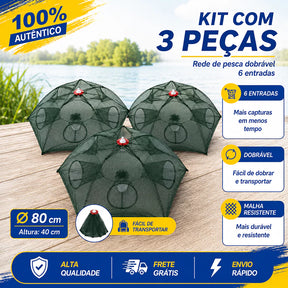 Armadilha com 8 Bocas para Isca Viva (Lambari/Peixes Pequenos)