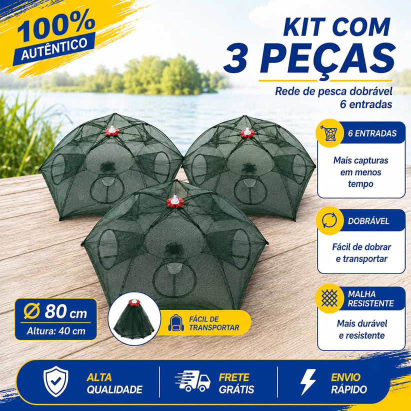 Armadilha com 8 Bocas para Isca Viva (Lambari/Peixes Pequenos)