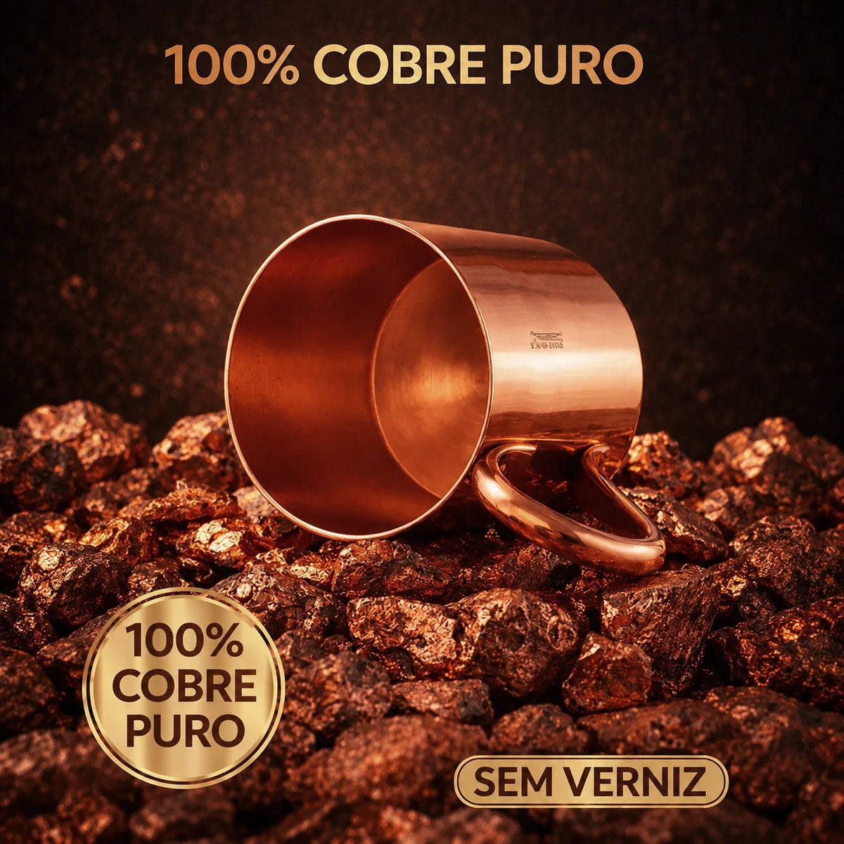 Caneca Cobre Puro 350mL para Cura e boas Energias