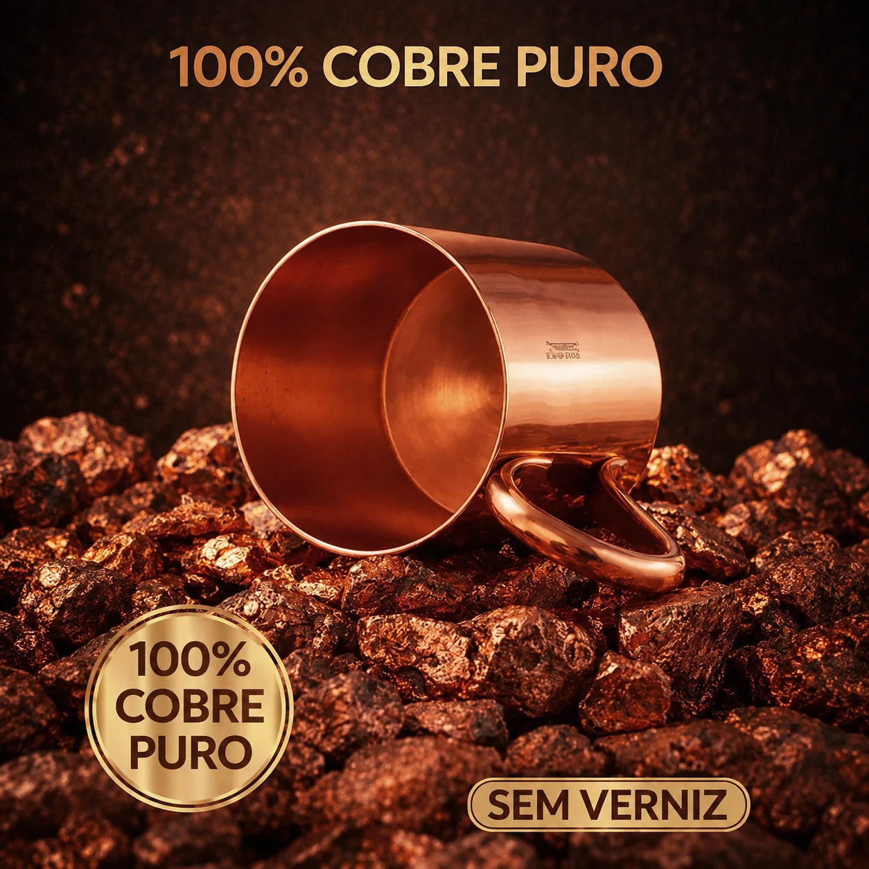 Caneca Cobre Puro 350mL para Cura e boas Energias