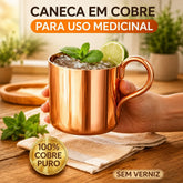 Caneca Cobre Puro 350mL para Cura e boas Energias