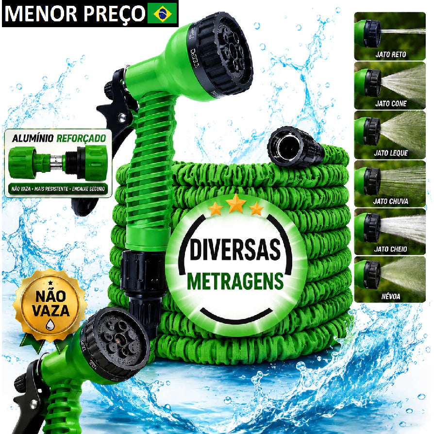 Mangueira Mágica Flexível 7 funções Jato Irrigação para Jardim Lavagem de Carro
