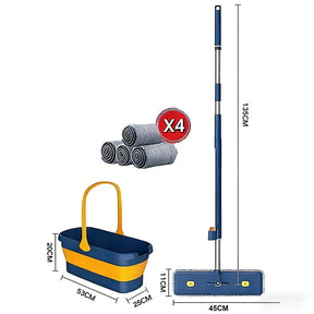 KIT 7 Esfregões Milagrosos Limpa Seco e Úmido sem Enxague Balde com Raspador Dobrável e Super Absorvente