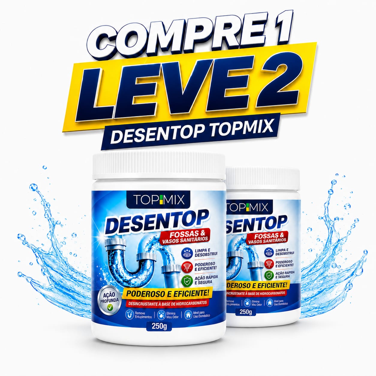 Compre 1 Leve 2 Desentupidor de Pias e Ralos Top Mix Brasil