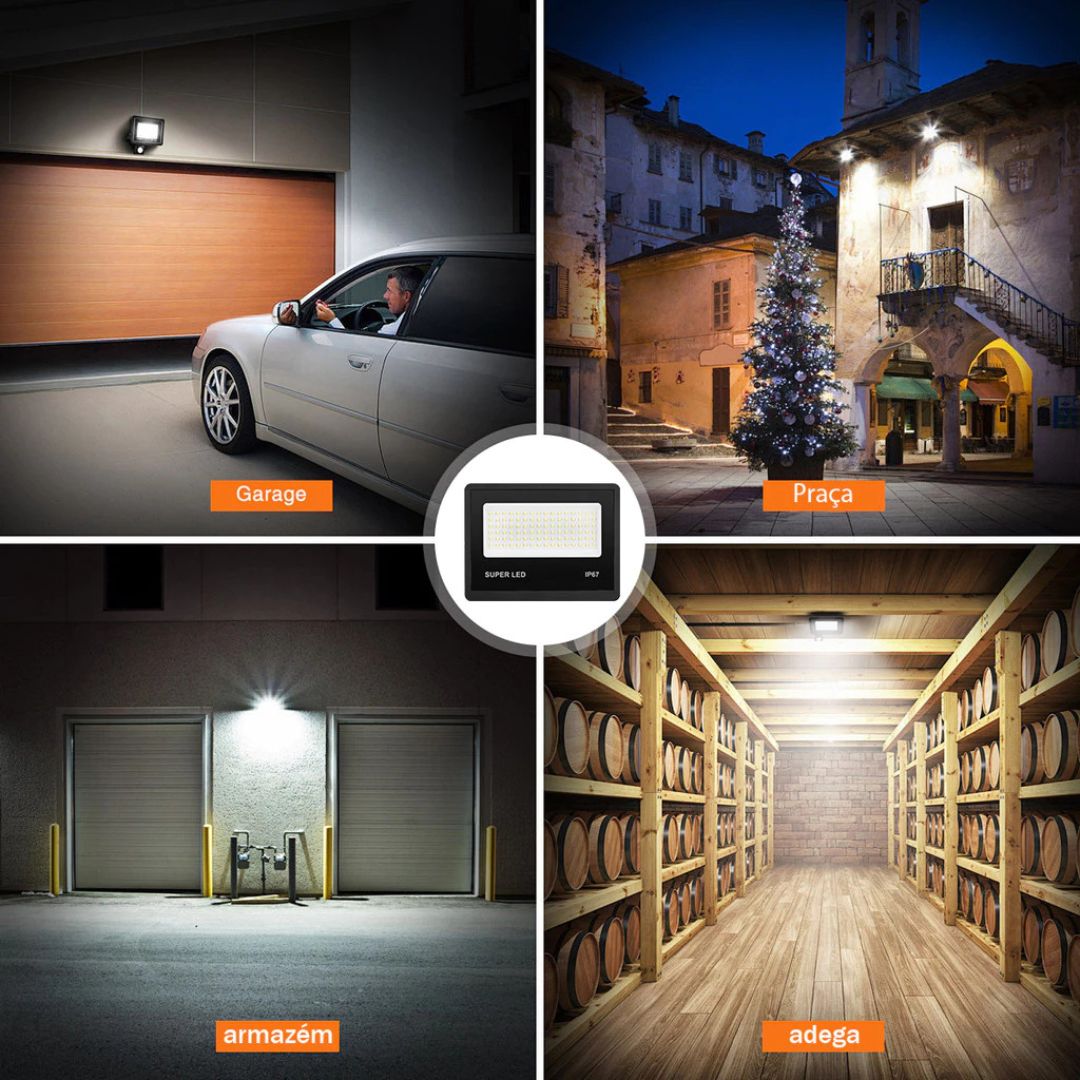 Refletor LED 500W Holofote á prova d' Água - Kit 1 a 4 Unidades Top Mix