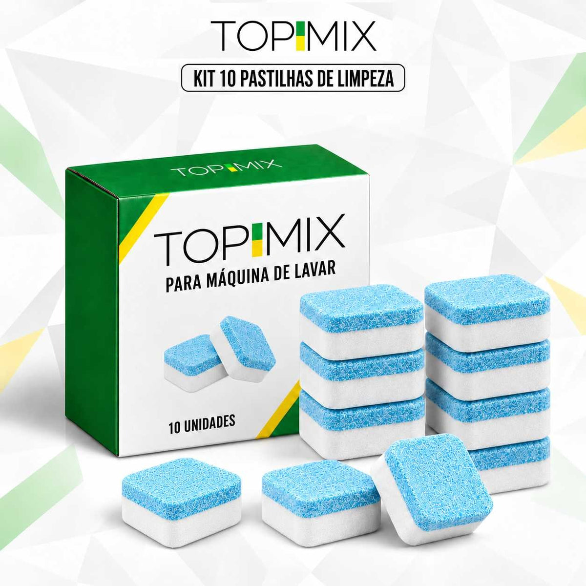 Kit 10 Pastilhas de Limpeza Profunda para Máquina de Lavar