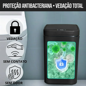 Lixeira Inteligente 16L com Sensor Automático Ideal para Banheiro, Cozinha e Escritório, Recarregável Via USB