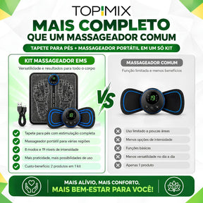 Kit Massageador para Pés e Corpo com Tapete e Mini Massageador USB – 8 Modos e 19 Níveis de Intensidade