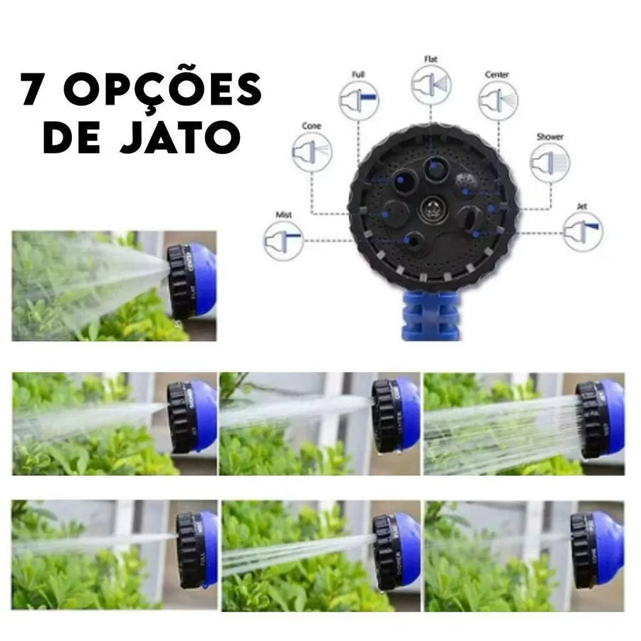 Mangueira Mágica Flexível 7 funções Jato Irrigação para Jardim Lavagem de Carro
