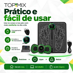 Kit Massageador para Pés e Corpo com Tapete e Mini Massageador USB – 8 Modos e 19 Níveis de Intensidade