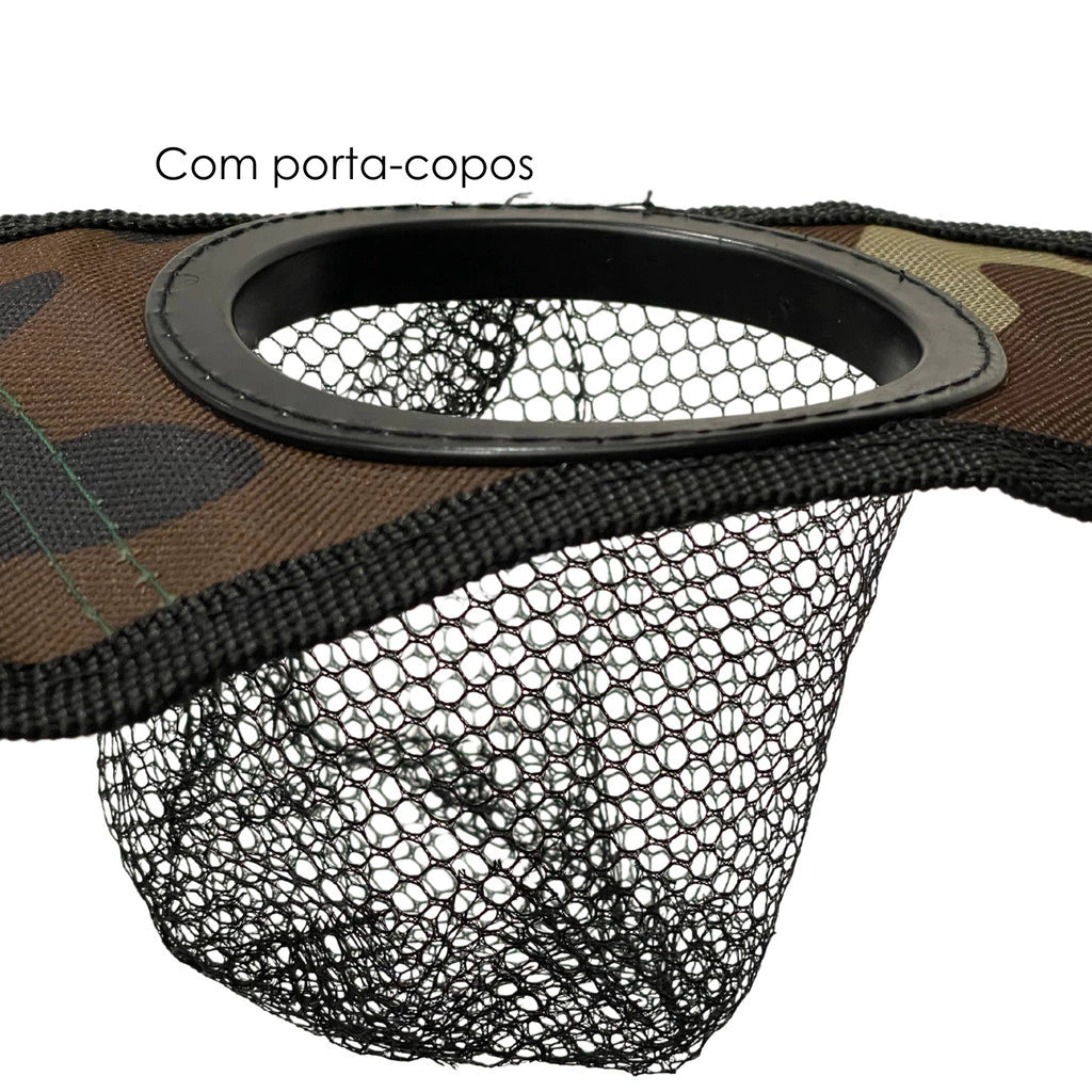 Cadeira de Camping e Pesca Dobrável Camuflada com Porta Copo