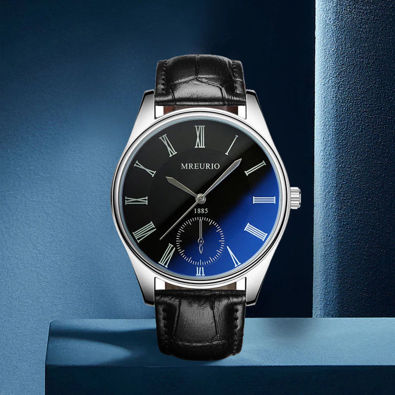 Relógio Masculino Classic Blue Acabamento Premium em Couro Genuíno