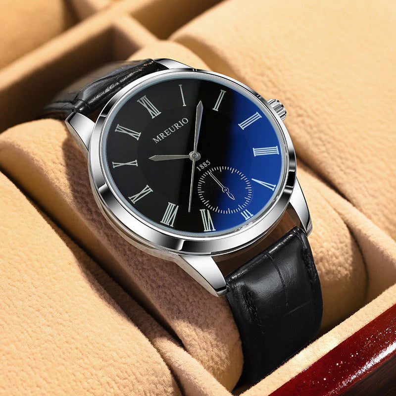 Relógio Masculino Classic Blue Acabamento Premium em Couro Genuíno